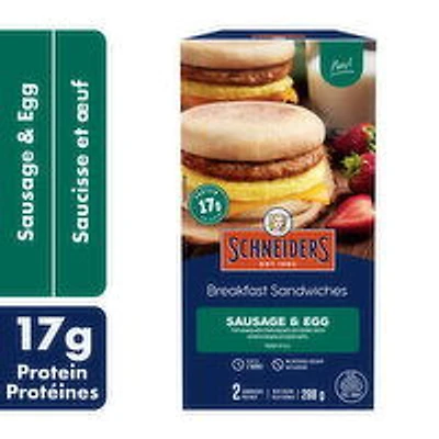 Schneiders - Breakfast Sandwiches, Sausage & Egg, 2 Pack, 288 Gram