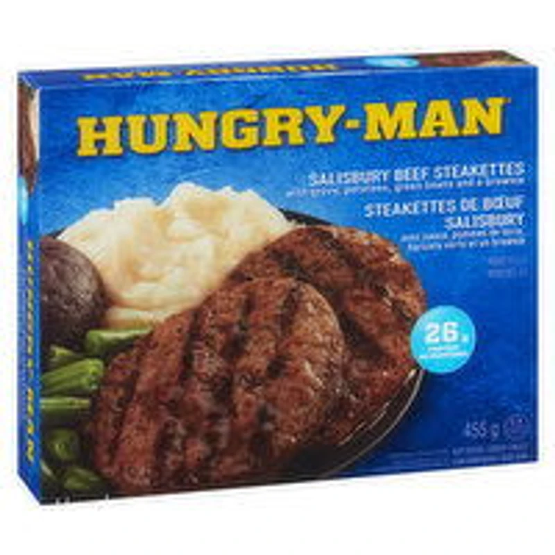 Hungry-Man - Salisbury Beef Steakettes Dinner Frozen Meal, 455 Gram