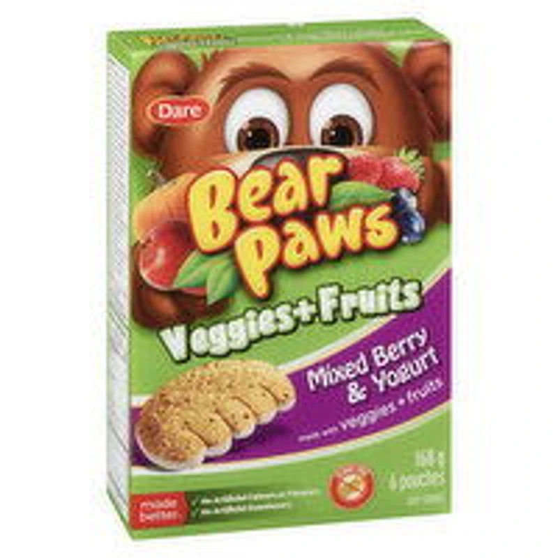 Dare - Bear Paws Soft Cookies, Veggie & Fruits Mixed Berry, 6 Pack, 168 Gram