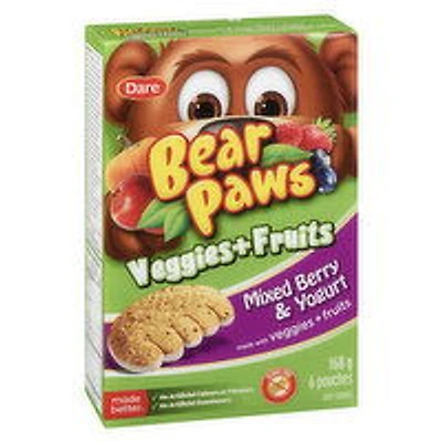 Dare - Bear Paws Soft Cookies, Veggie & Fruits Mixed Berry, 6 Pack, 168 Gram