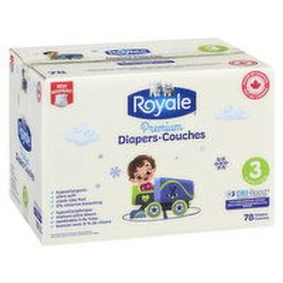 Royale - Premium Baby Diapers Size 3, 78 Each