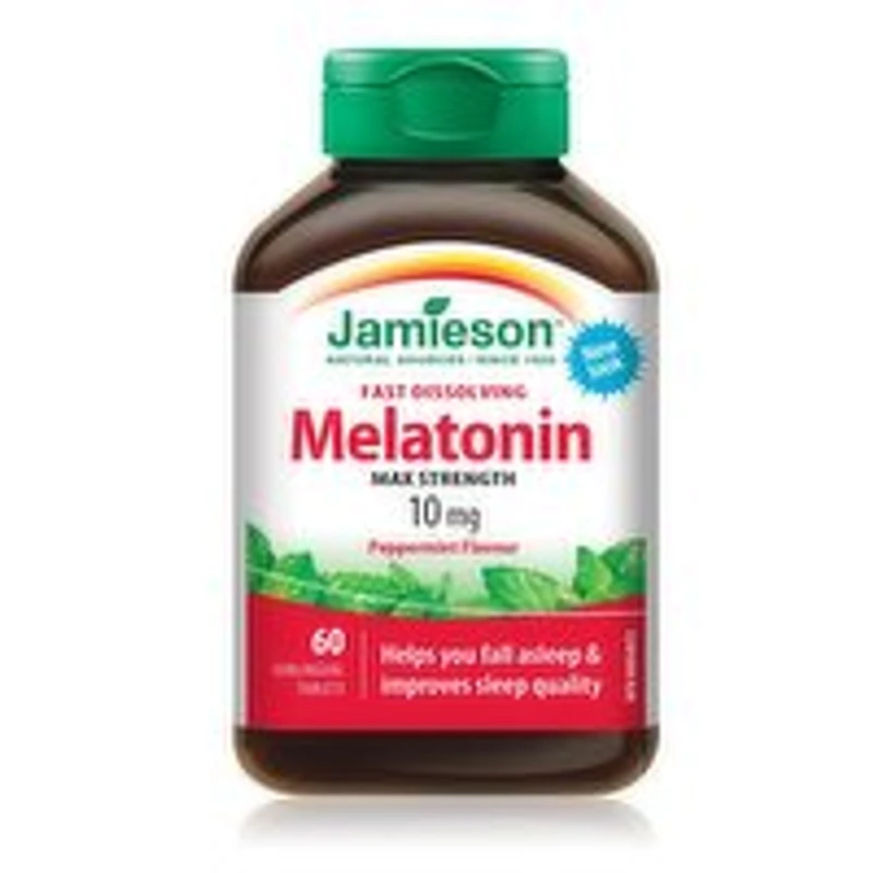 Jamieson - Melatonin 10mg Peppermint Flavour, Fast Dissolving Tablets, 60 Each