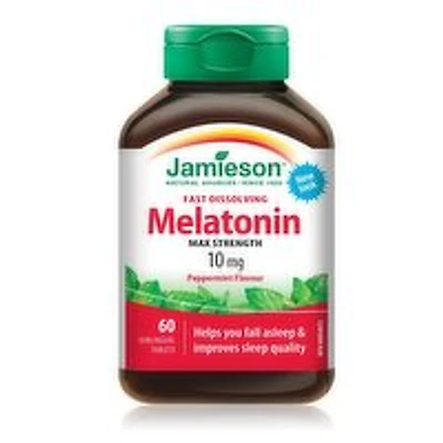 Jamieson - Melatonin 10mg Peppermint Flavour, Fast Dissolving Tablets, 60 Each