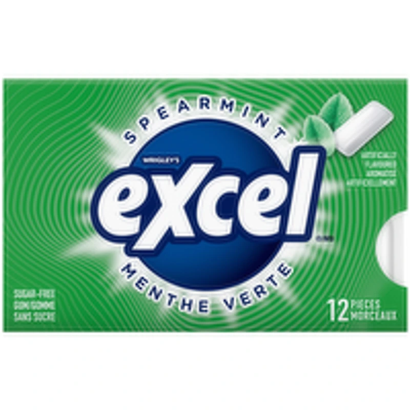 Excel - Spearmint Sugar Free Chewing Gum, 12 Each