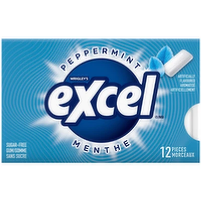 Excel - Chewing Gum, Peppermint Sugar Free, 12 Each