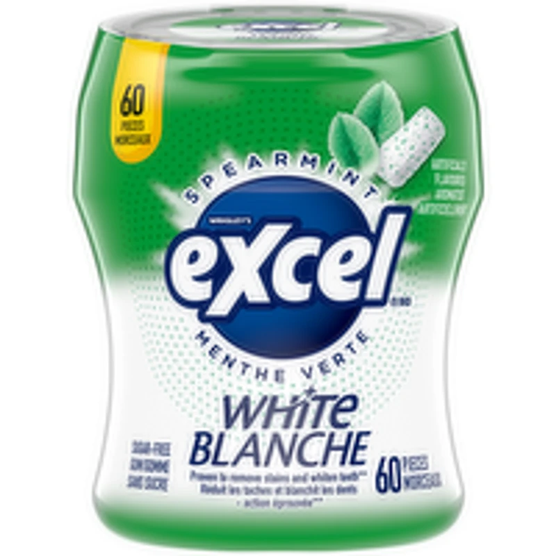 Excel - Spearmint Sugar Free Chewing Gum, 60 Pieces, 60 Each
