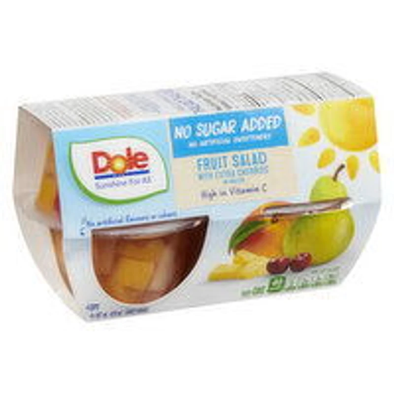 Dole - Fruit Salad With Extra Cherries - No Sugar Added, 4 Each