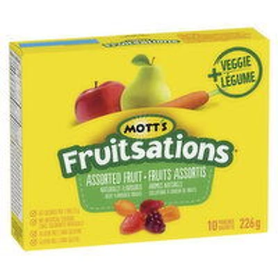 MOTT'S - Fruitsations Fruit Flavoured Snacks, Assorted Fruit + Veggie, 10 Each