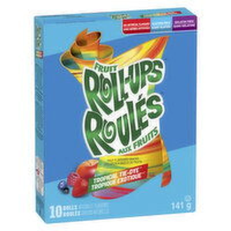 Betty Crocker - Fruit Rollups Tropical Tye Dye, 10 Rolls, 141 Gram