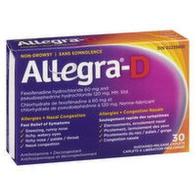 Allegra-D - Allergies & Nasal Congestion, 30 Each