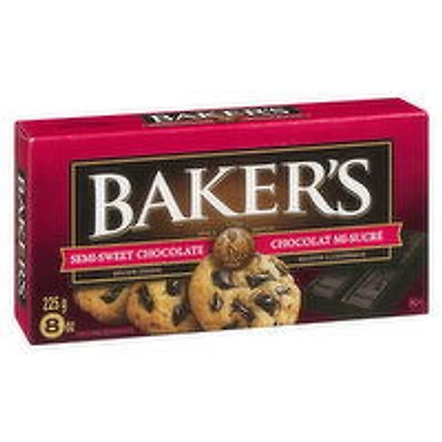 BAKER'S - Semi Sweet Chocolate Baking Bar, 225 Gram