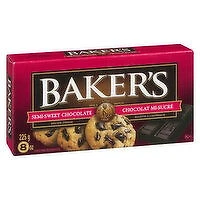 BAKER'S - Semi Sweet Chocolate Baking Bar, 225 Gram