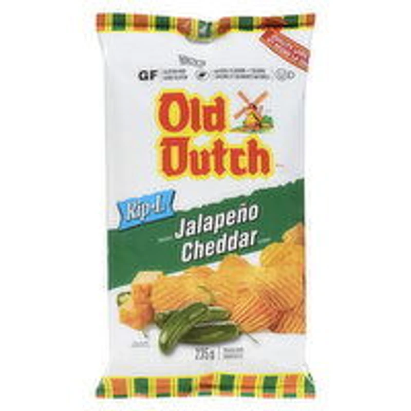 Old Dutch - Rip-L Jalapeno & Cheddar Potato Chips, 235 Gram
