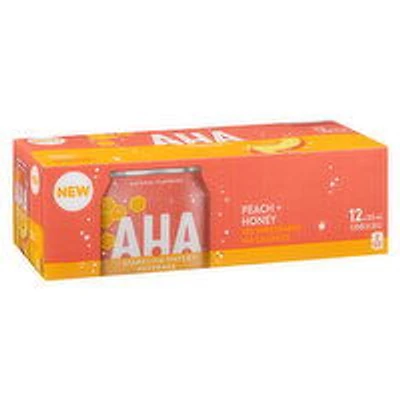 AHA - Peach Honey Sparkling Water, 355 mL Cans, 12 Each