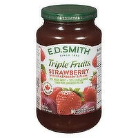E.D. Smith - Triple Fruits Jam - Strawberry w/ Rasp & Plum, 500 Millilitre