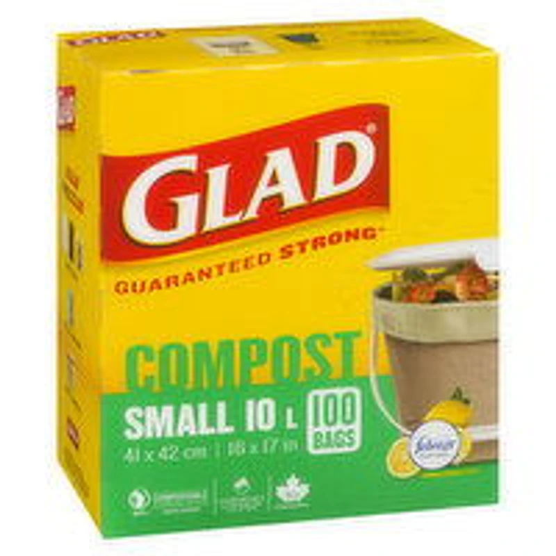 Glad - Open Top Compostable Small Bags Odor Shield, 100 Each