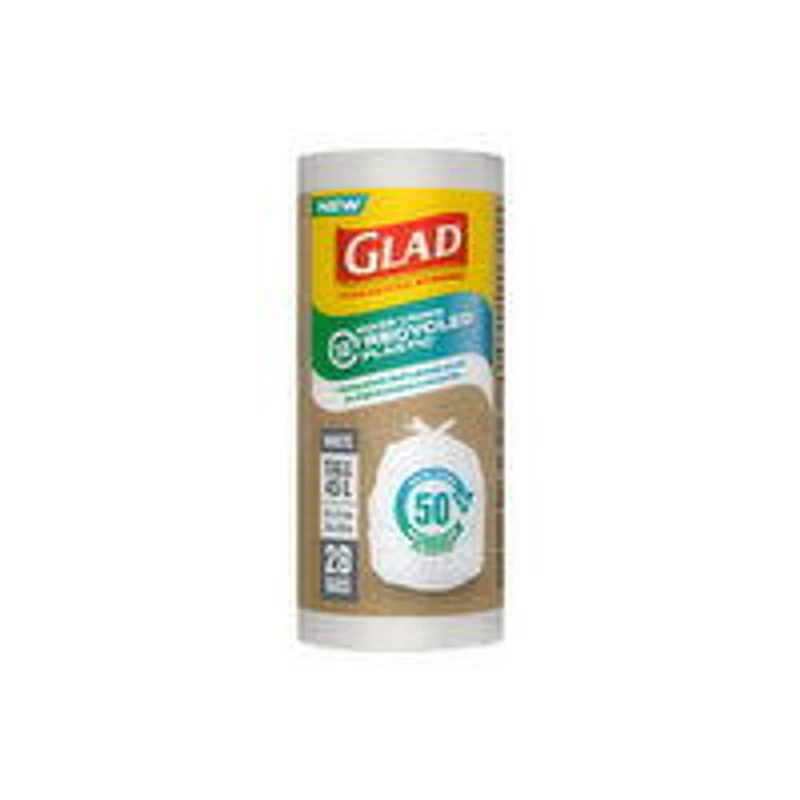 Glad - White Tall 50% Recycled Plastic Garbage Bags, 28 Each