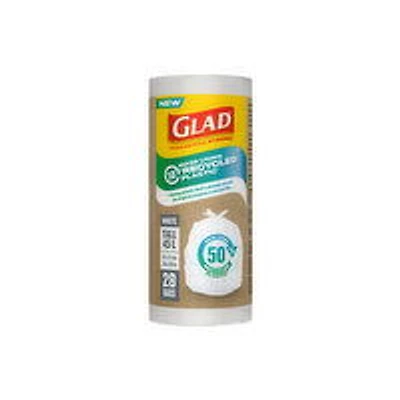 Glad - White Tall 50% Recycled Plastic Garbage Bags, 28 Each