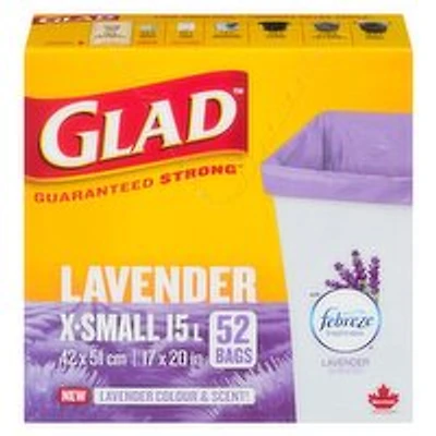 Glad - Xtra Small Garbage bags - Lavender color and scent, 52 Each