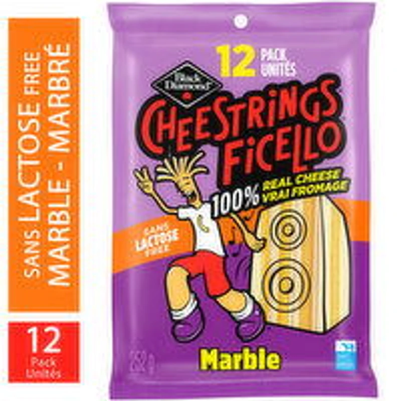 Black Diamond - Lactose-Free Marble Cheestring, 12 Each