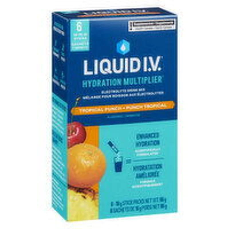Liquid I.V. - Hydration Multiplier, Tropical Punch - 6 Pack, 96 Gram