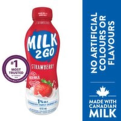 MILK 2 GO - 1% Strawberry Partly Skimmed Milk