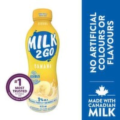 MILK 2 GO - 1% Banana Partly Skimmed Milk, 473 Millilitre