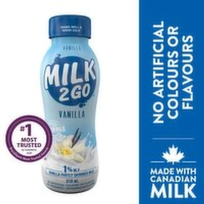 MILK 2 GO - 1% Vanilla Partly Skimmed Milk, 310 Millilitre