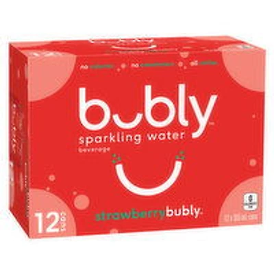 Bubly - Sparkling Water Strawberry 355 mL Cans, 12 Each