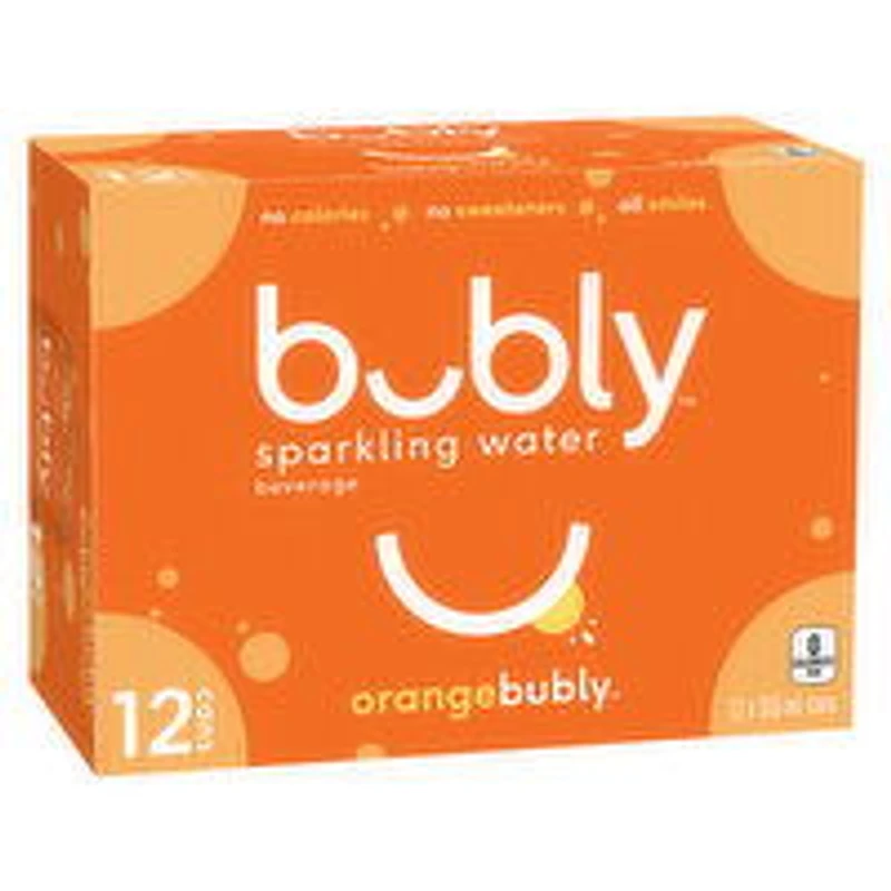 Bubly - Sparkling Water Orange 355 mL Cans, 12 Each
