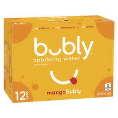 Bubly - Sparkling Water Mango 355 mL Cans, 12 Each