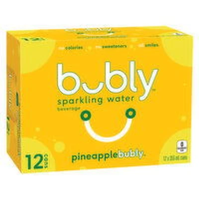 Bubly - Sparkling Water Pineapple, 355mL Cans, 12 Each