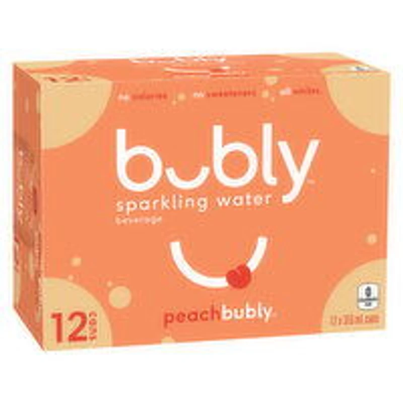 Bubly - Sparkling Water Peach, 355mL Cans, 12 Each