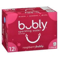 Bubly - Sparkling Water, Raspberry 355mL Cans, 12 Each