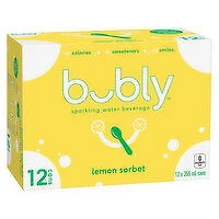 Bubly - Sparkling Water, Lemon Sorbet 355mL Cans, 12 Each