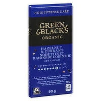 GREEN & BLACK'S - Dark Chocolate Bar - Organic Hazelnut & Currant, 90 Gram