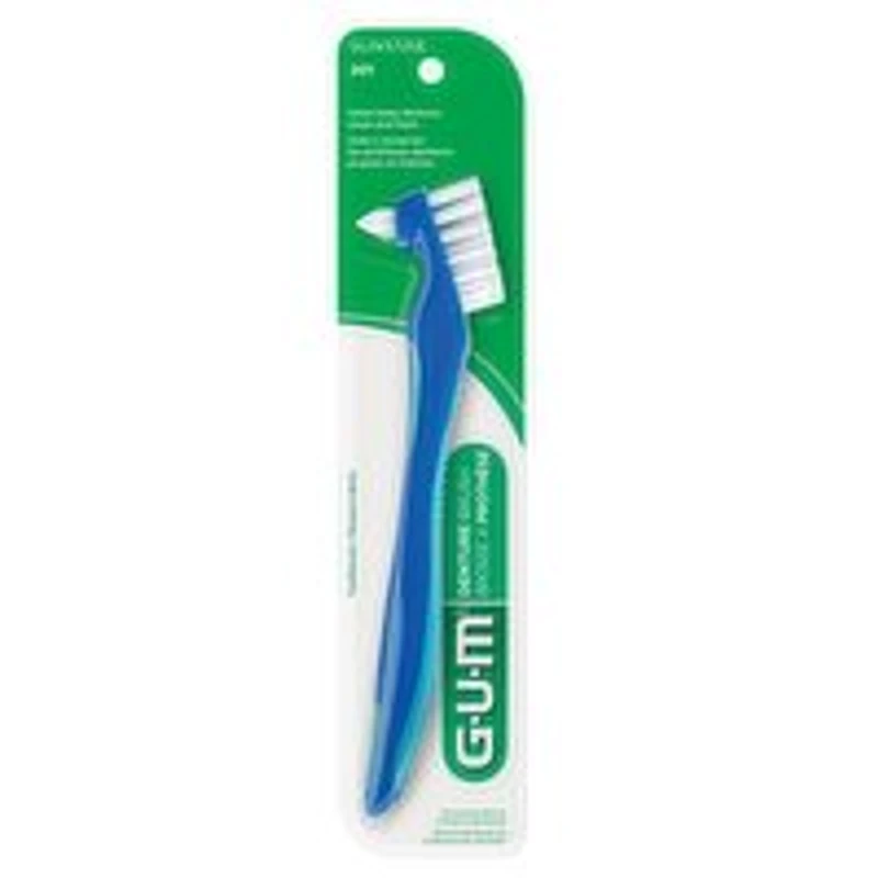GUM - Denture Brush, Flat Bristled Head, 1 Each