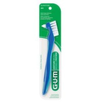 GUM - Denture Brush, Flat Bristled Head, 1 Each