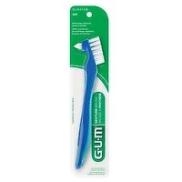 GUM - Denture Brush, Flat Bristled Head, 1 Each