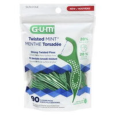 GUM - Twisted Mint Flossers, 90 Pack, 1 Each