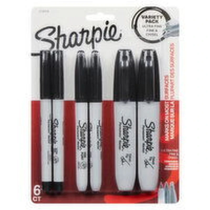 Sharpie - Permanent Markers, Mixed Tip Variety Pack, 6 Each