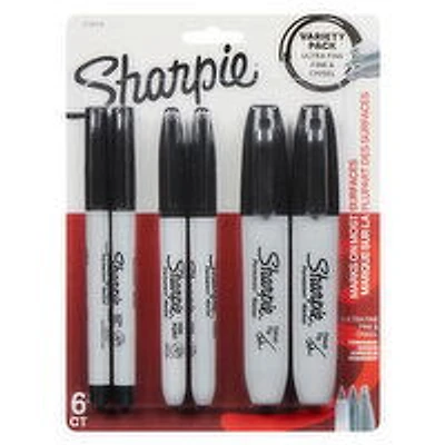 Sharpie - Permanent Markers, Mixed Tip Variety Pack, 6 Each