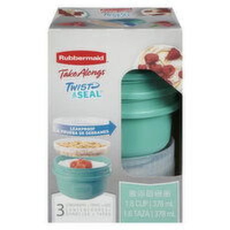 Rubbermaid - TakeAlongs Twist & Seal Food Storage Containers, 3 Each