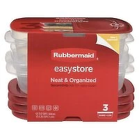 Rubbermaid - Easy Store Medium Rectangle 3/3/5.27  Cup Value Pack- Racer Red, 3 Each