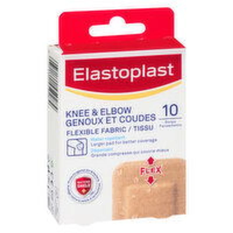 Elastoplast - Knee & Elbow Flexible Fabric Bandages. 10 Strips, 1 Each