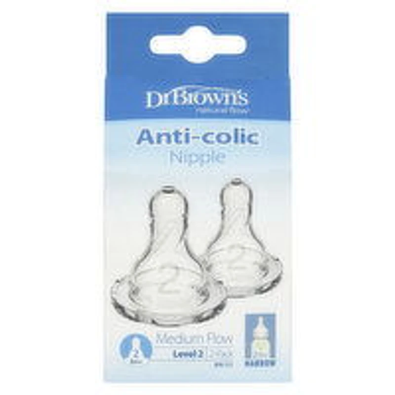 Dr Brown's - Silicone Nipple - Level 2, 2 Each
