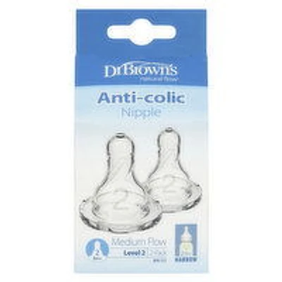 Dr Brown's - Silicone Nipple - Level 2, 2 Each