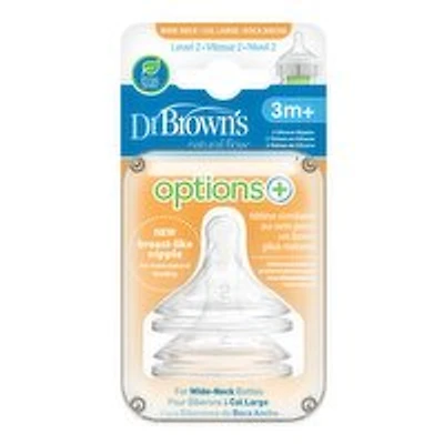 Dr Brown's - Bottle Nipple - Level 2 3m+, 2 Each