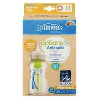 Dr Browns - Wide Neck Glass Bottles - 9 oz Anti-Colic, 2 Each