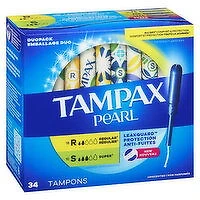 Tampax - Pearl Duo Pack Reg/Super Unscented Tampons, 34 Each